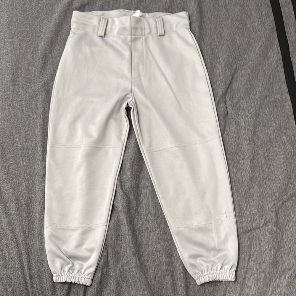 Kids Light Gray baseball softball pants with drawstring tie size YL youth large